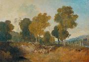 Joseph Mallord William Turner Trees beside the River, with Bridge in the Middle Distance china oil painting artist